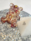 Resin 'Light up" Bear with dried roses, silver foil