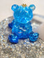 Resin Blue 'Light up" Bear with holographic foil and lights