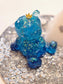 Resin Blue 'Light up" Bear with holographic foil and lights