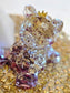 Resin 'Light up" Bear with dried roses, gold foil