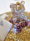 Resin 'Light up" Bear with dried roses, gold foil