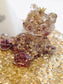 Resin 'Light up" Bear with dried roses, gold foil