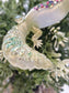 Resin Fat tail Gecko in Gold, Green and Pearl with lights and glow-in-the-dark glitter