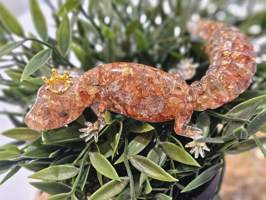 Resin fat tail Gecko with Gold, Copper and Silver foil