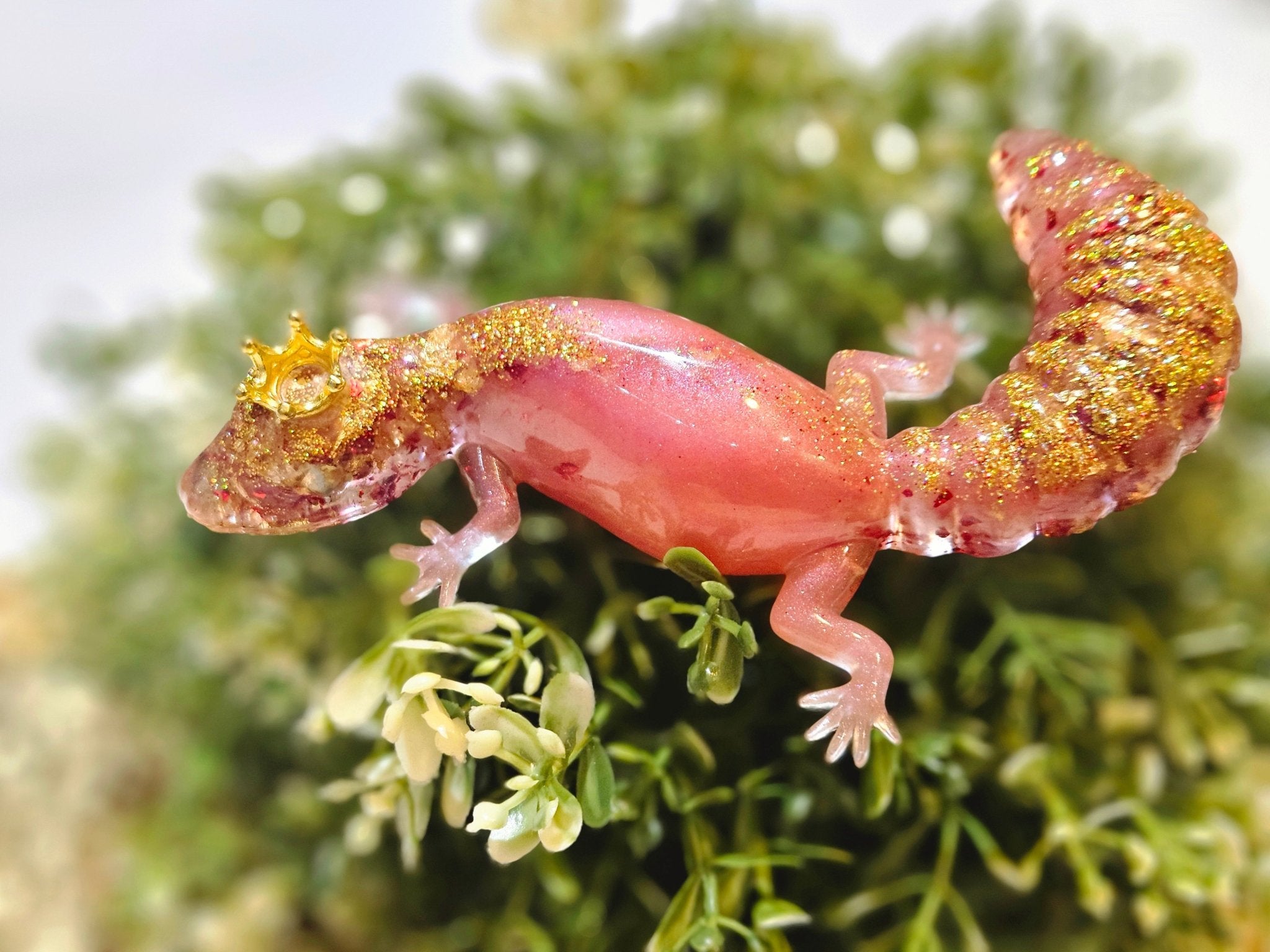 Resin fat tail Gecko in Pink and glitter – Reptile Related