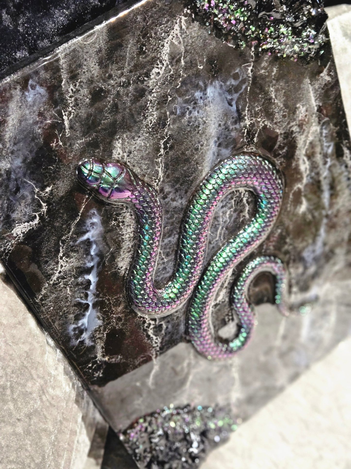 Resin marble snake wall art