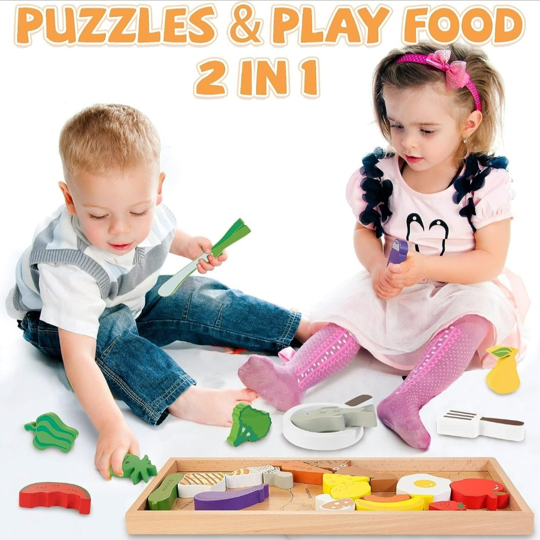 Montessori STEM Wooden Jigsaw Puzzle Shape Puzzles Board with 29 Pieces