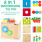 Montessori Wooden Activity Cube Baby 12 months+ - 8 in 1 Wooden Sorting and Stacking Toy Set