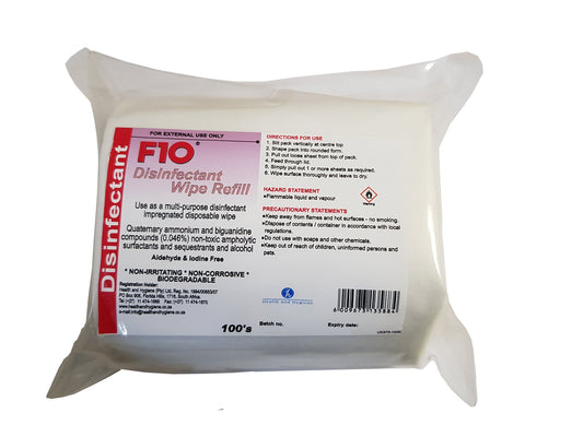 F10 Disinfectant Wipes REFILL - 100 wipes