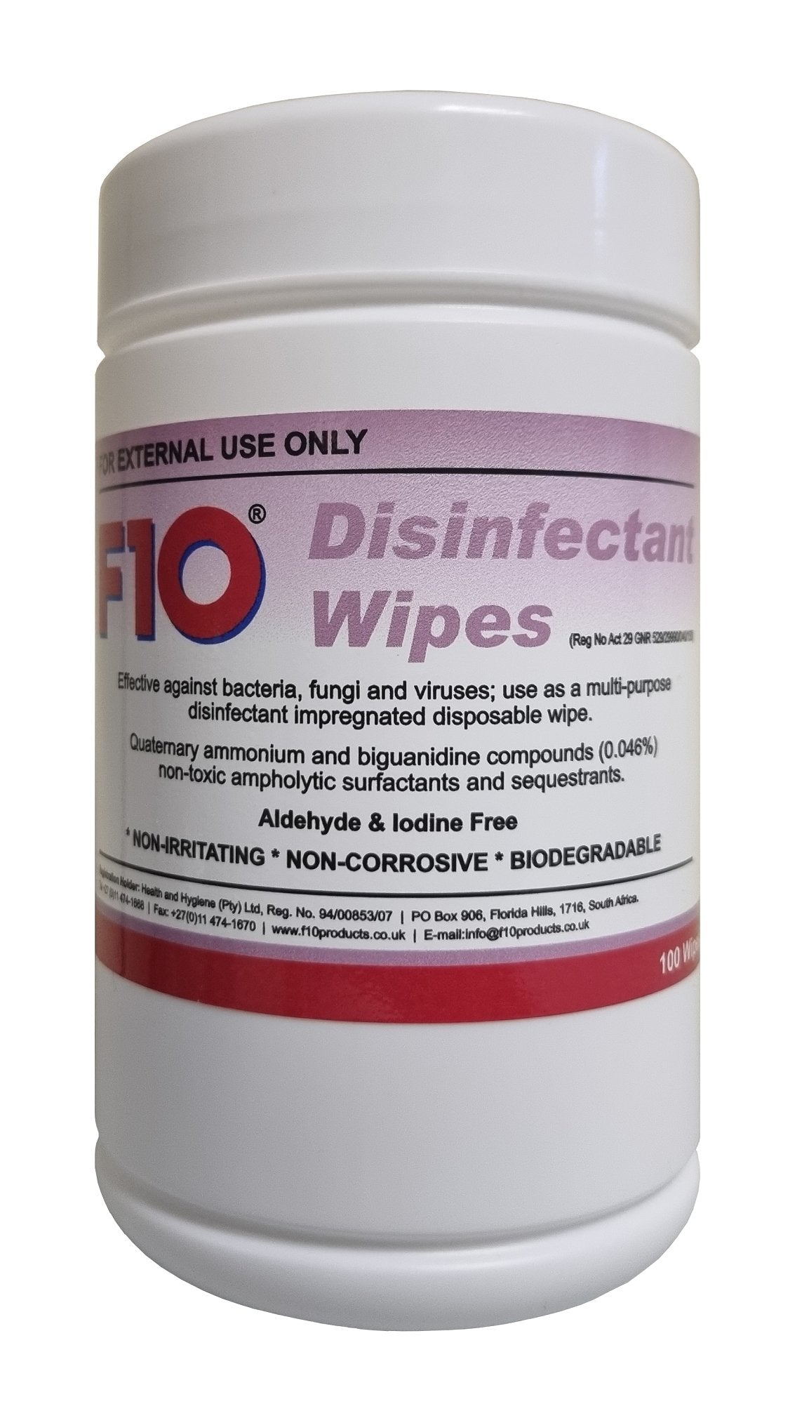 F10 Disinfectant Wipes - 100 wipes in dispensing pot